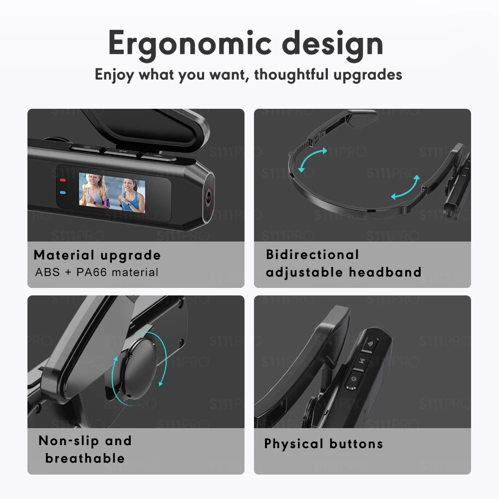 Head Mounted Action Camera 4K 30FPS 130° Wide Angle Lens Video Camera Wearable Video Camera APP Wireless Remote Control