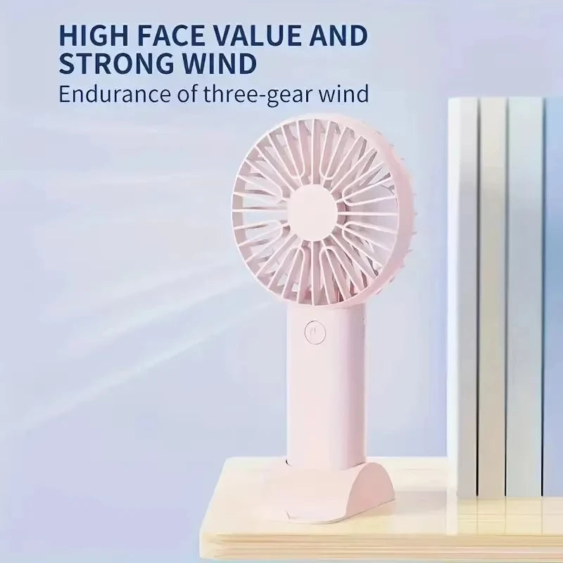 Portable Electric Handheld Small Fan Outdoor Powerful Silent Strong Wind Force Rechargeable Office Desk Dormitory Desktop Fan