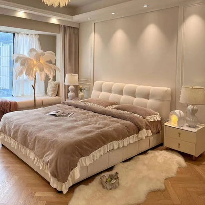 Bedroom Unique Bed Aesthetic Upholstered Frame French Lounge Bed Double Headboards Muebles Para El Hogar Home Accessories