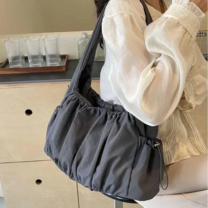 Nylon Cloth Bag Women Tote Bag Large Capacity Summer 2024 New All-Match Ins One-Shoulder College Student Class Bag Lady Handbag