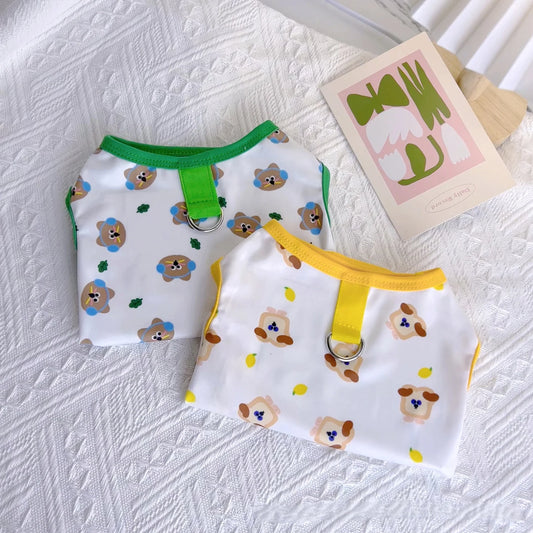 Pet Dog Clothes Puppy Summer Vest Thin Pomeranian Jumper Bear Print T-shirt Teddy Cartoon Clothing Dog Products Xs-xl