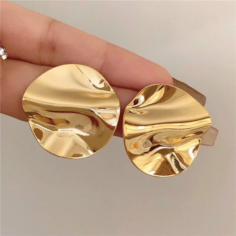 3.5 Cm Big Ball No Pierced Earclips Fashion Temperament Gold Plated Exaggerated Striped Round Clip Earrings for Women Party