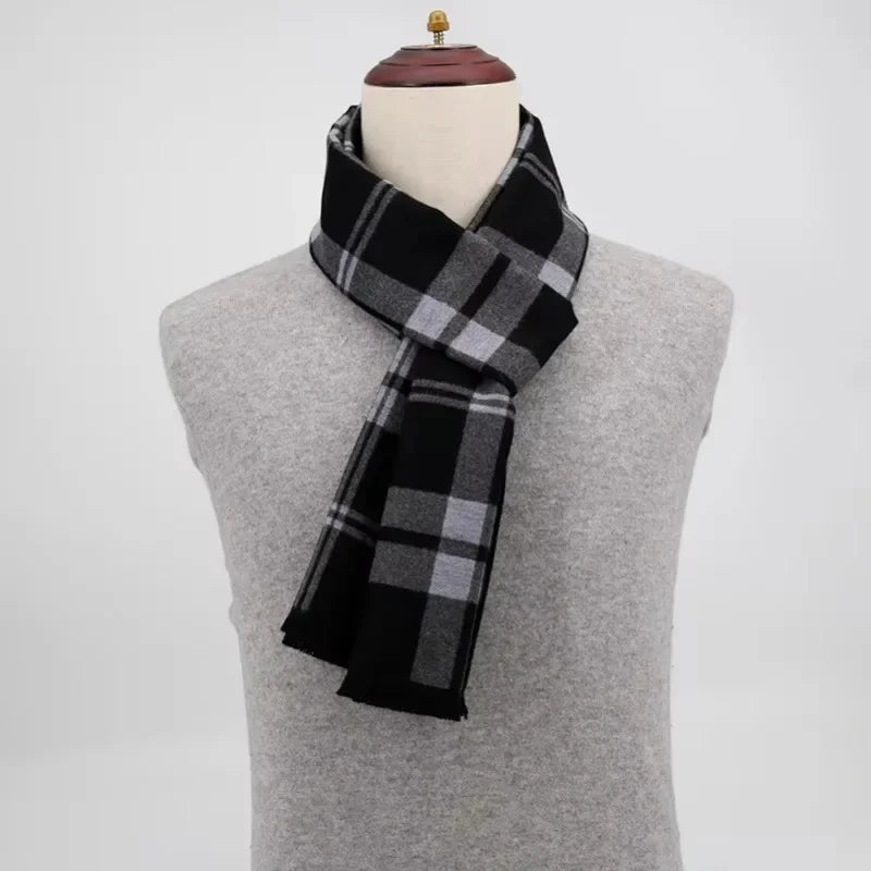2024 Luxury Brand Winter Plaid Cashmere Scarf for Men Warm Neck Scarfs Male Business Scarves Long Men's Pashmina Shawl