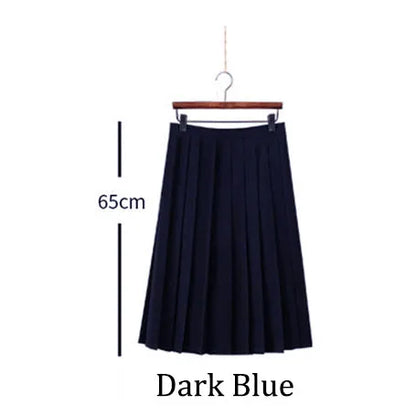 Black / Dark Blue Women Pleated Skirts Short Long Girl Women Summer High Waist Japanese JK Skirts Fashion Student Uniform Skirt