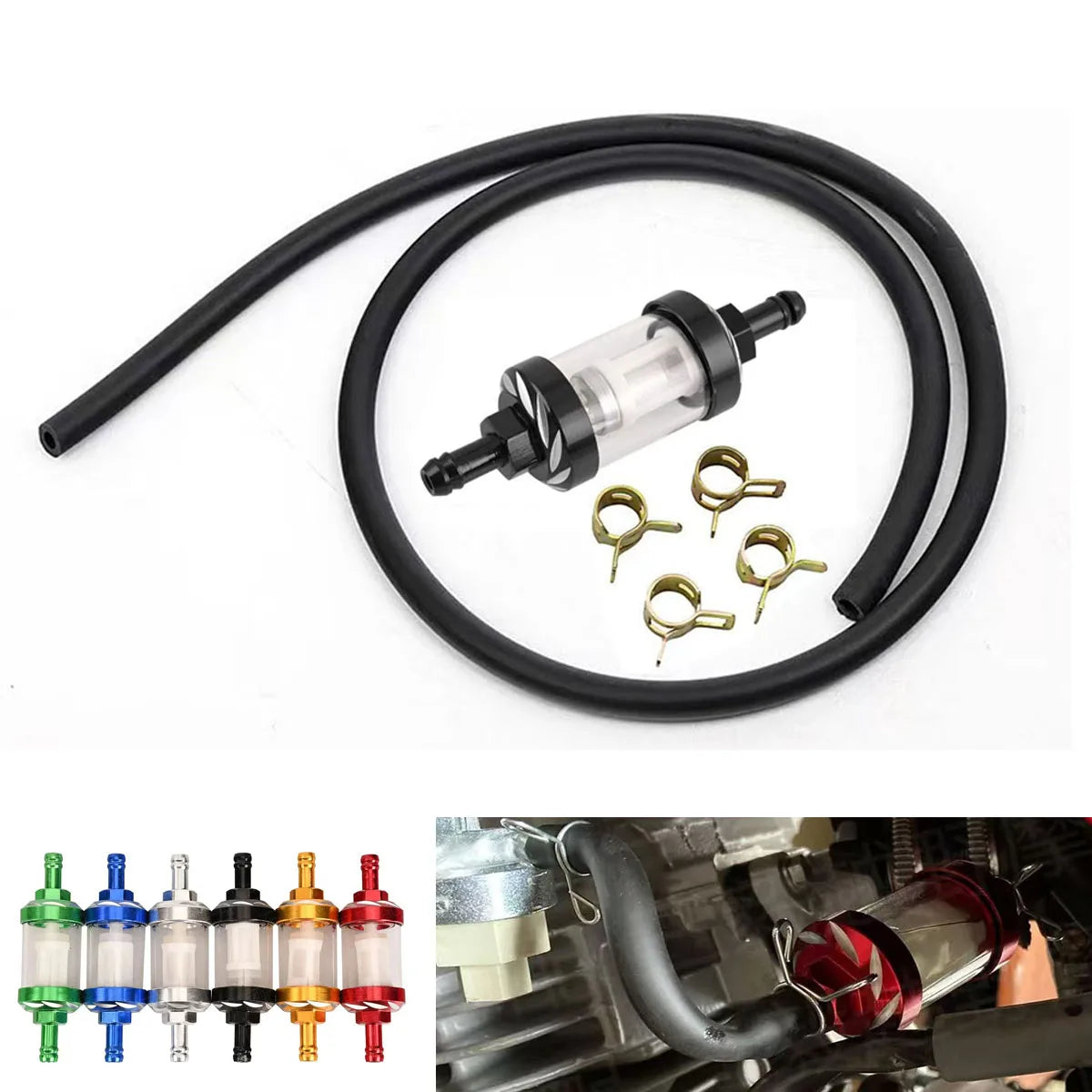 9mm CNC Aluminum Alloy Glass Gas Fuel Oil Filter Moto for Dirt Pit Bike 125/140/150/160cc CRF70 90 110 TTR100 110 KLX65