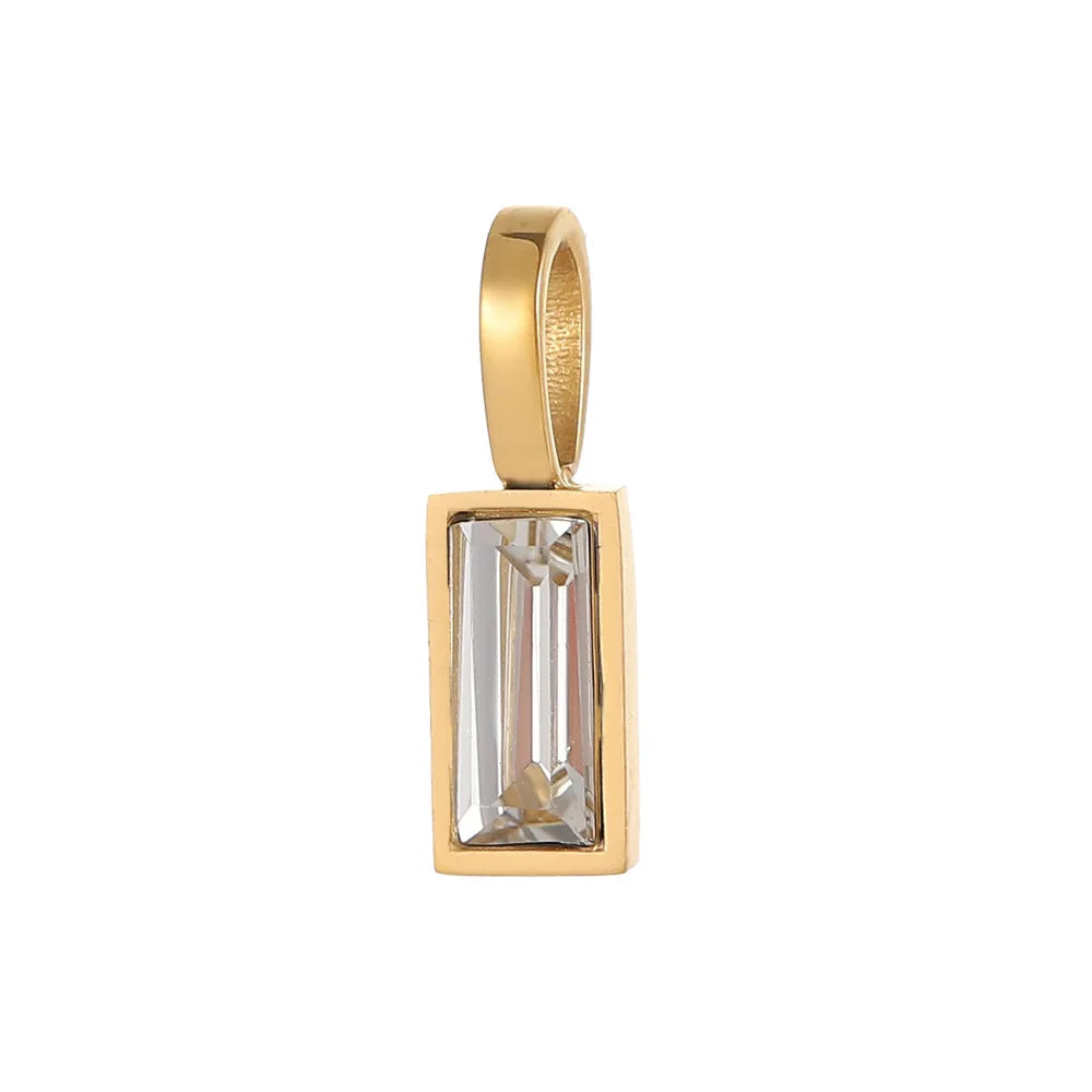 Classic Love Heart Square Zircon 12 Birthstone Pendant DIY Pendant Stainless Steel Waterproof Geometric Jewelry Birthday Gift