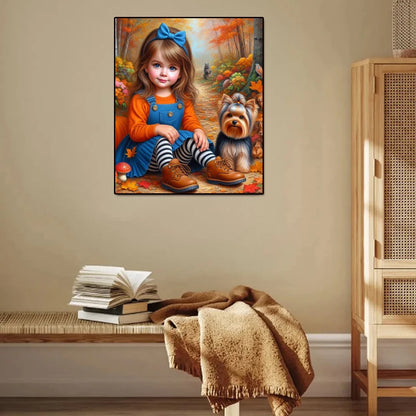 DIY Diamond Painting New 2024 Cross stitch Girl and Dog Mosaic Rhinestone Embroidery Kit Home Wall Decor Gift