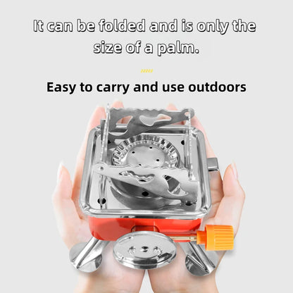 PortableMini Square Gas Stove for Camping Hiking and Travel Ultra Lightweight Folding Camping Cookware Outdoor Cooking Equipment