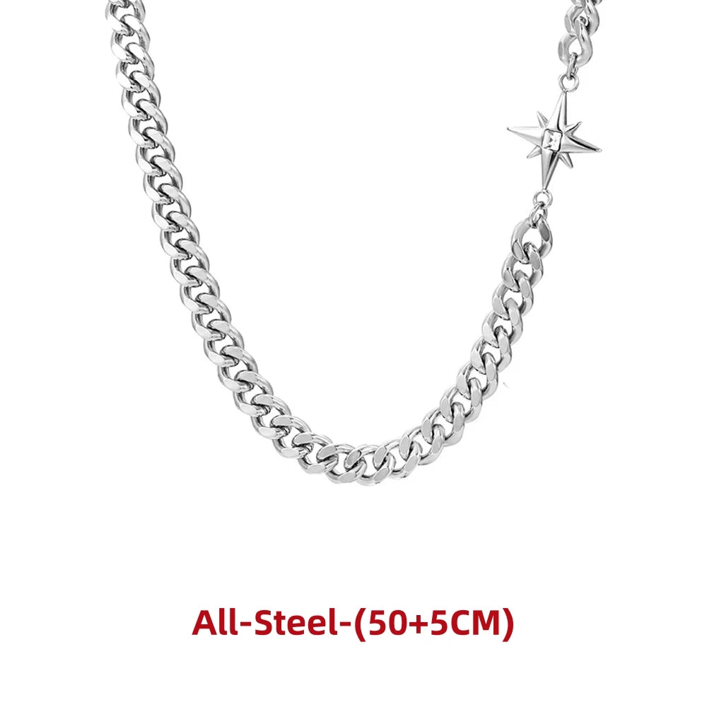 Titanium Steel Double-Layer Layered Star Necklace For Man Woman Hip-Hop Non Fading Sweater Clavicle Chain Couple Jewelry