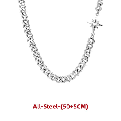 Titanium Steel Double-Layer Layered Star Necklace For Man Woman Hip-Hop Non Fading Sweater Clavicle Chain Couple Jewelry
