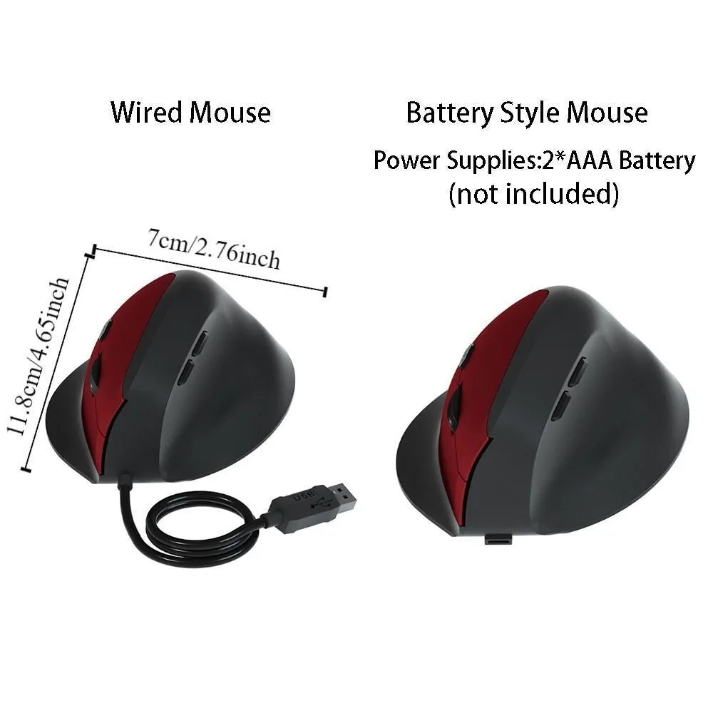 800/1200/1600DPI 2.4G Ergonomic Optical Mouse 6 Mute Buttons Comfortable Gaming Mice ABS Vertical Mouse Gaming Mice Office