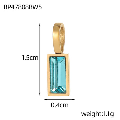 Classic Love Heart Square Zircon 12 Birthstone Pendant DIY Pendant Stainless Steel Waterproof Geometric Jewelry Birthday Gift
