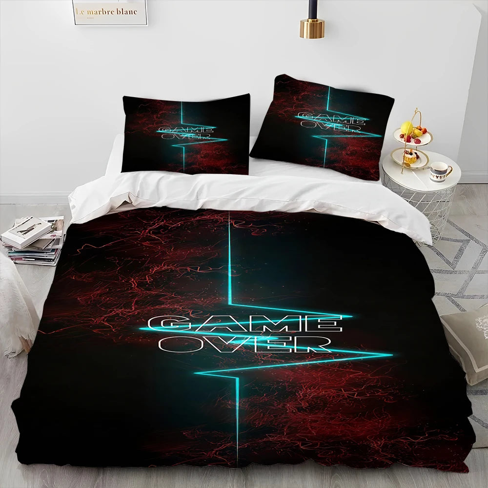 Cartoon Gamer Game Controller Comforter Bedding Set,Duvet Cover Bed Set Quilt Cover Pillowcase,King Queen Size Bedding Set Child
