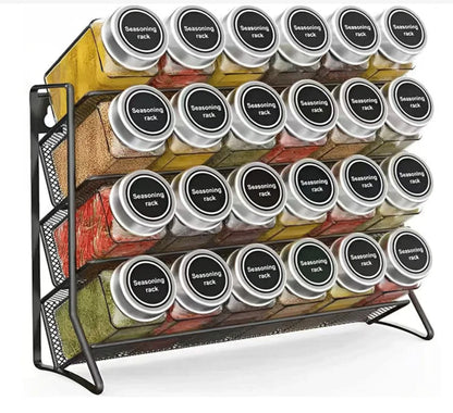 Kitchen Spice Rack 4 Tier Spice Organizer Carbon Steel Wall Shelf without Spice Jars for Cabinet Kitchen Pantry Organizer Shelf
