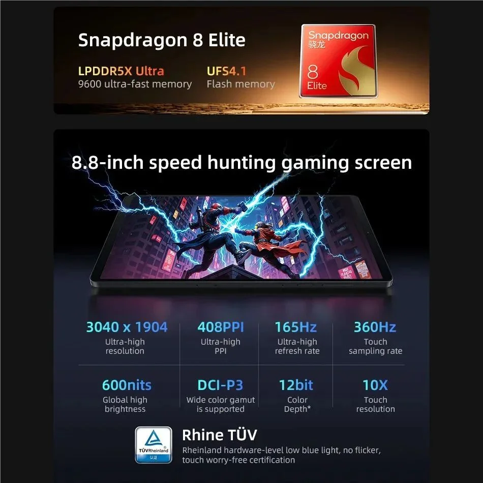 Lenovo Legion Y700 2025 CN Android Pad Gen 4 TB322FC Gaming Tab 12/256GB 16/512GB Snapdragon 8 Elite 8.8" 165Hz 7600mAh Tablets