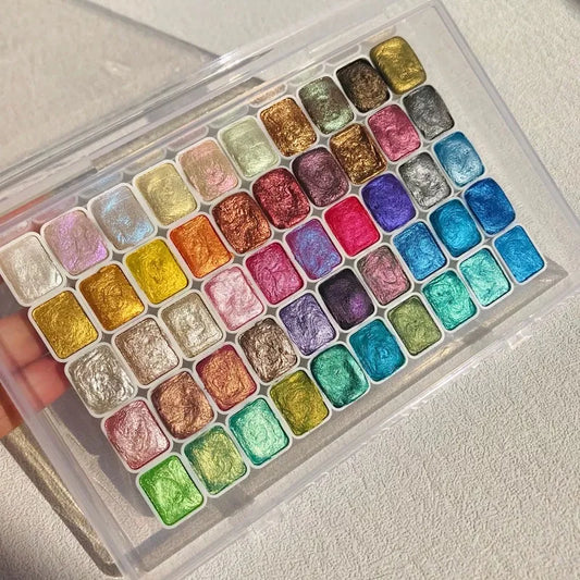 50Color Metallic Paint Palette for Artists,Soft Pearl Tones to Bold Shine Elevate Creations with New Layers of Bright Luminosity