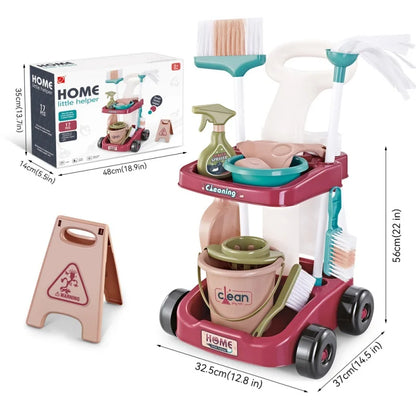 Children's Simulation Cleaning Tool Playset, Kids Pretend Play  Cleaning Toy Home Vacuum Cleaner&Broom&Mop House Cleaning Toys