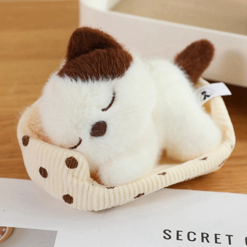 Sleeping Animals in Pet Pad Doll Toy Mini Kitten in Pet Pad Kawaii Toys For Office Desk Car Hand Toy Gift for Kids Boys Girls