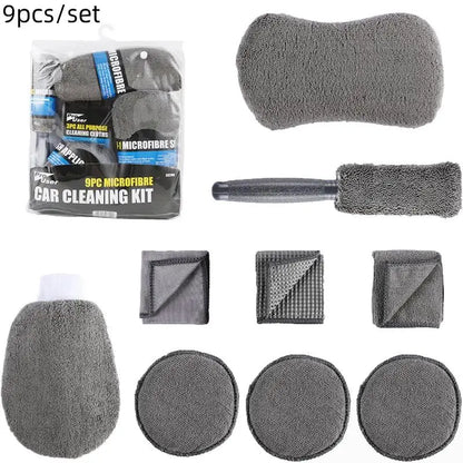 9/11PCS Car Cleaning Tools Kit Car Detailing Set Tire Brush Polishing Towel Cloth Wash Sponge Microfiber Cleaning Mitt Towels