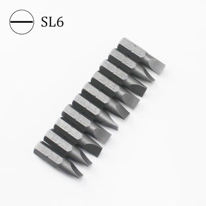 10Pcs 1/4" 25mm Slotted SL2.5-SL7 Screwdriver Bit Set Repair Tools Screwdrivers Kit Hex Shank Drill Bit For Power Household Tool