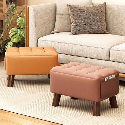 Home-use Small Stool, Living Room Minimalist Sofa Stool, Coffee Table Stool, Creative Leather Footstool, Square Stool, Small