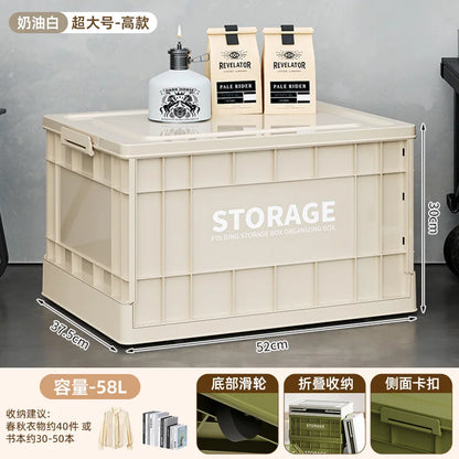Foldable Storage Box - Extra Large Capacity Collapsible Organizer for Clothes, Toys & Household Items, Portable Logistics Bin wi