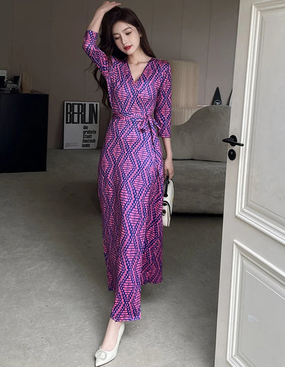 ZAROY Women Wrap Long Dress Summer Sexy V Neck Side Split Party Club Dress Chic Streetwear Elegant Evening Slim Beach Vestidos