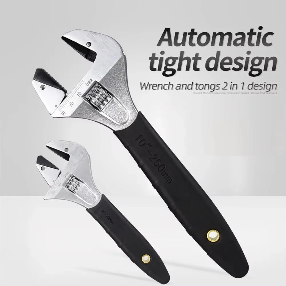 8/10/12Inch Adjustable Ratcheting Wrench Large Opening Multifunctional Self Tightening Wrench Non-Slip Handle Universal Wrench