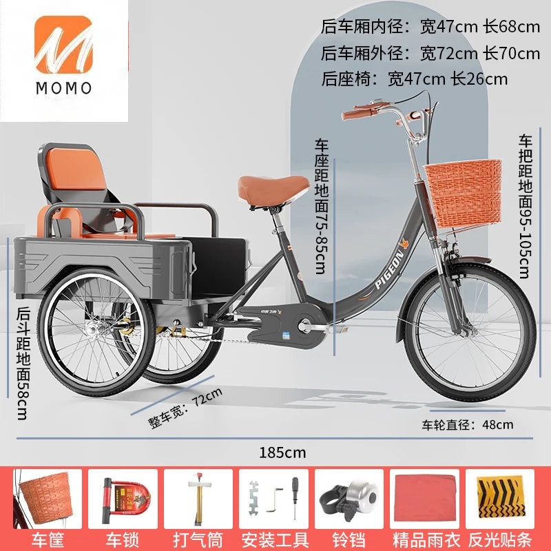 Tricycles for elderly people, pedals, pedals, variable speed bicycles for elderly people, rickshaws for transportation,