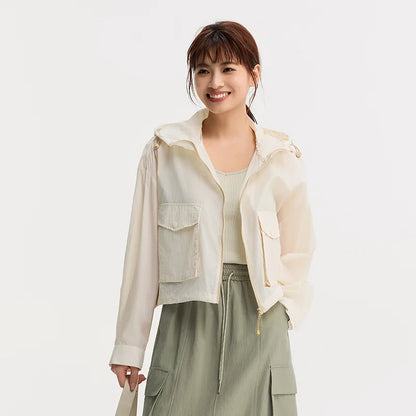 Semir Jacket Women Cropped Oversize 2025 New Summer Hooded Sun Protection Textured Coat for Outdoor Activities