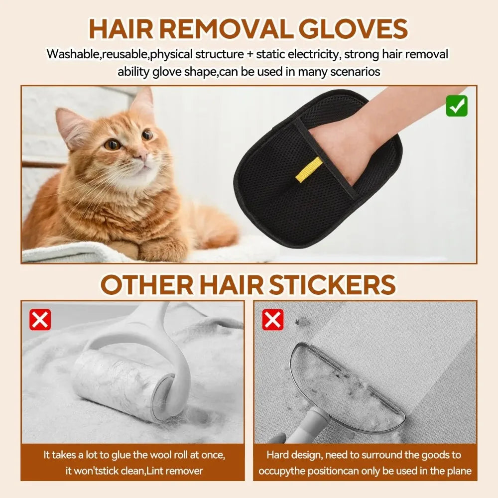 Pet Grooming Gloves Static Dedusting Brush Pet Hair Remover Brush Removing Dog Cat Hair From Sofa Carpet Clothes Tool Supplies