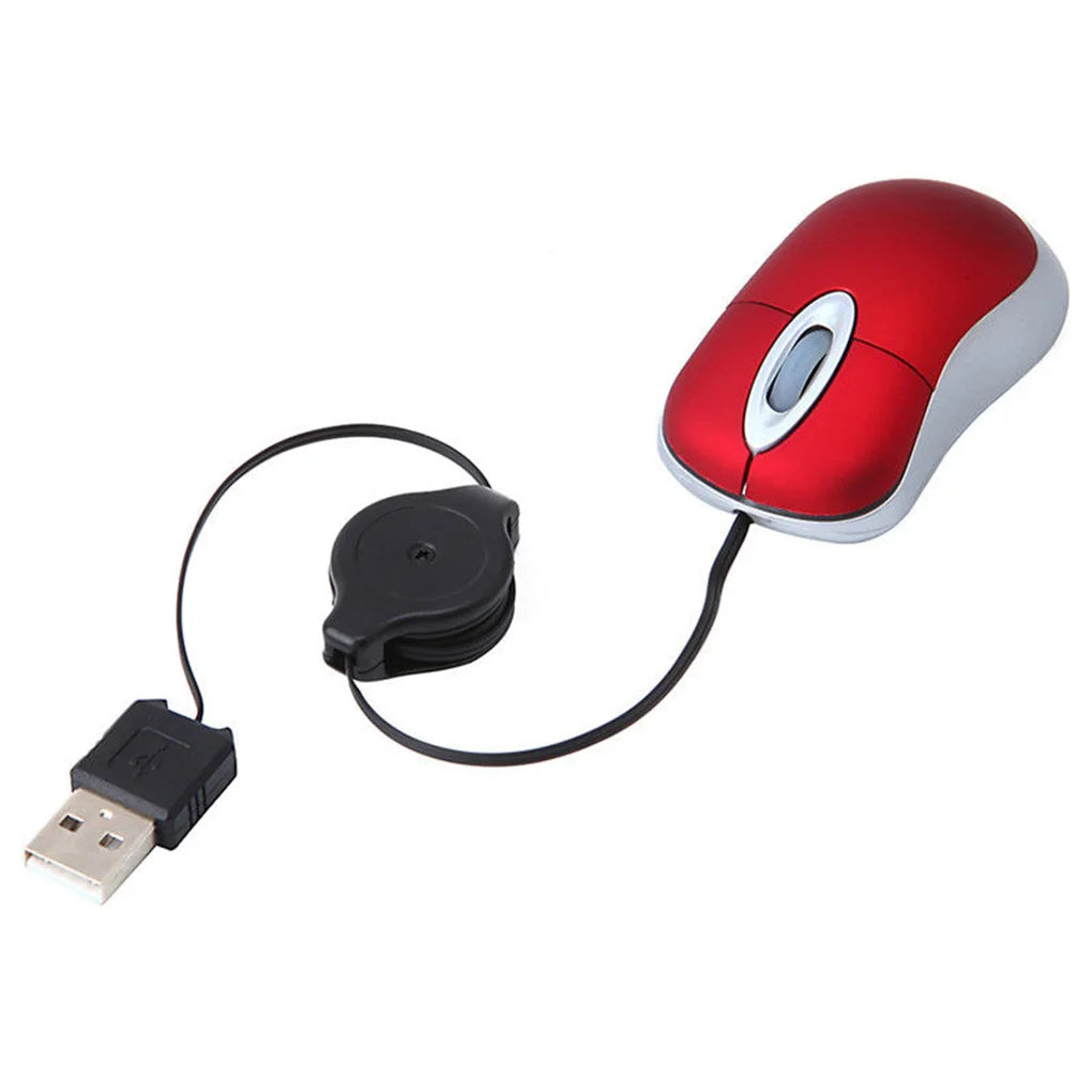 Computer Mouse Wired Small Hand Retractable USB Cable Gaming Mice Purple