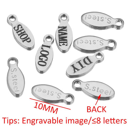 50pcs Customized Custom Laser Engrave Name LOGO Stainless Steel Personalized Necklace Extend Chain Tail Tag Jewelry Wholesale