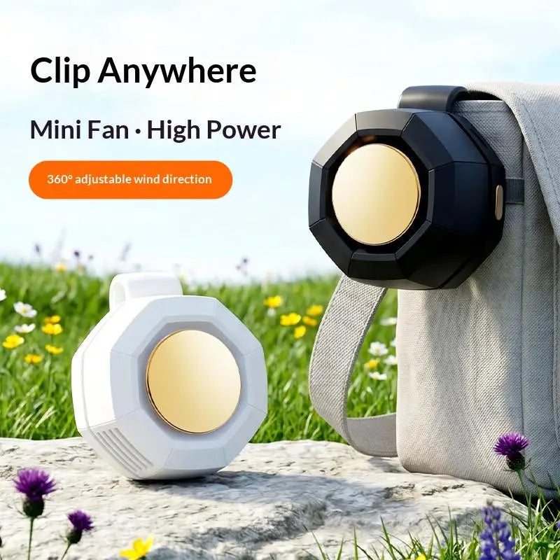 Portable Fan Mini Handheld Rechargeable Bladeless Electric Fan Clip Waist Fan Suitable for Outdoor Ventilation Desktop Small Fan