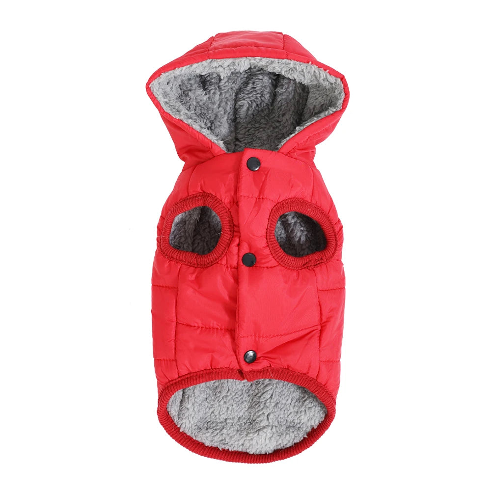 Warm Pet Clothing Hooded Waterproof Puppy Hiking Jacket Coat Solid Thicken Fleece Costume With D-ring For Small Medium Dogs Cats