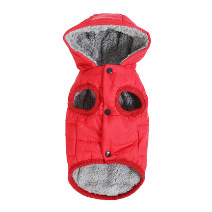 Warm Pet Clothing Hooded Waterproof Puppy Hiking Jacket Coat Solid Thicken Fleece Costume With D-ring For Small Medium Dogs Cats