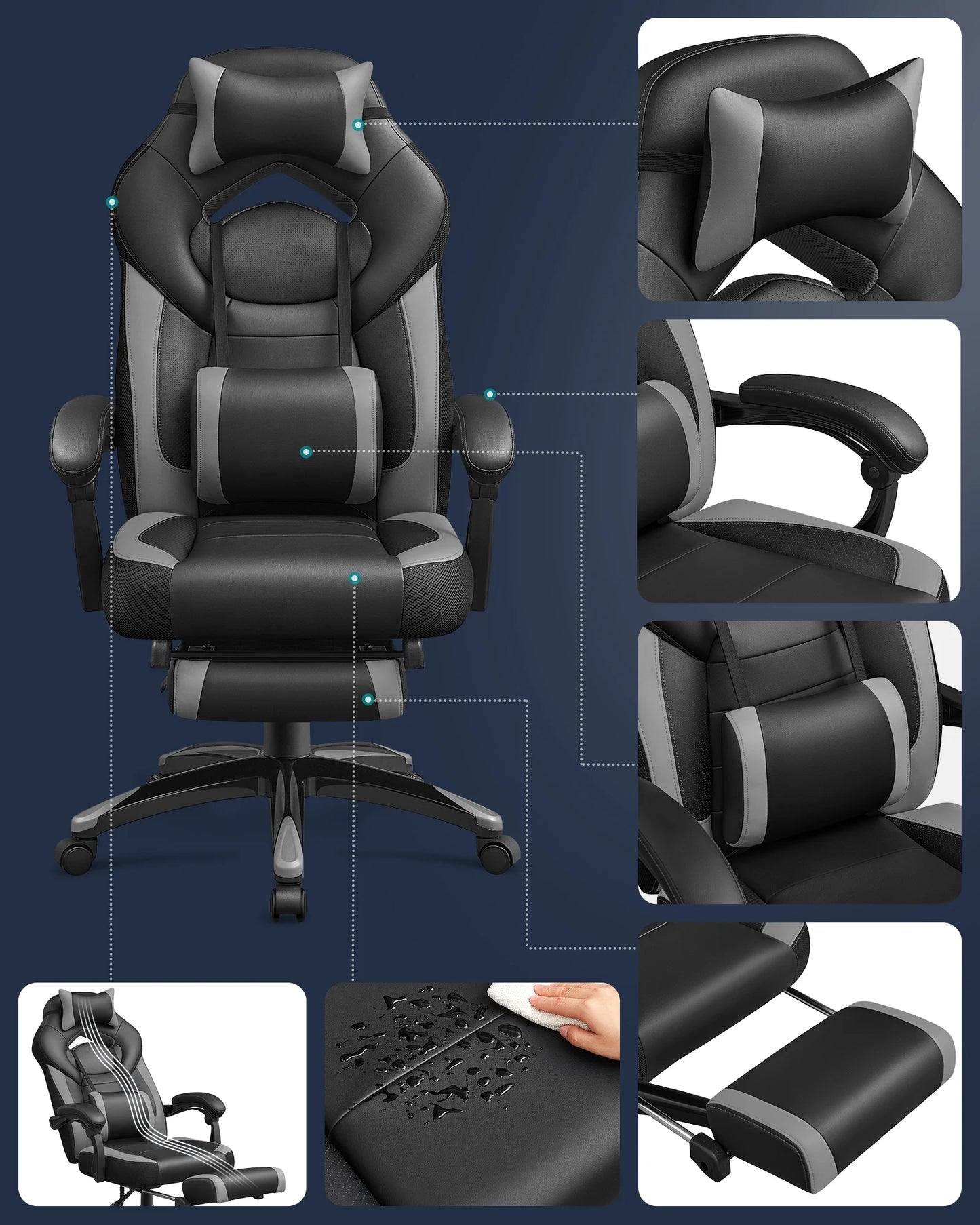SONGMICS Home Office Height Adjustable Home Office Gaming chair Office Chair