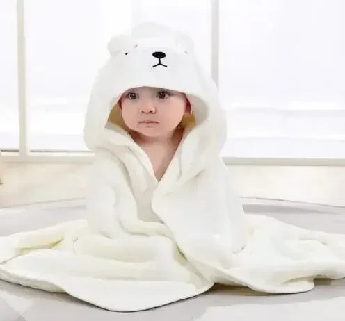 Toddler Bathrobe Infant Bath Towel Boy Girl Blankets Swaddle With Hood Cartoon Coral Fleece Towel Blanket Newborn Kids Bedding