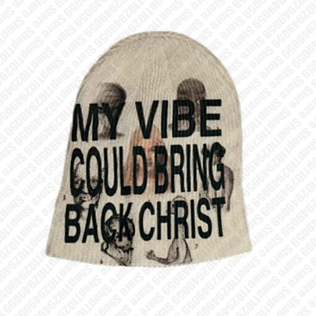 Harajuku Women's Winter Hat Funny Hats Vintage 2000s Trend Print Punk Gothic Men's Caps Cute Emo Beanies Y2k Accessories Beanie