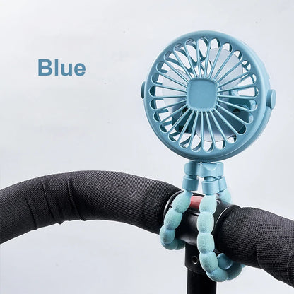 Portable Fan Mini Clip Fan Stroller Fan 360° Rotate Flexible Tripod USB Rechargeable Battery Fan for Car Seat Bike Treadmill