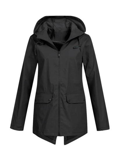 Outdoor Windbreaker Coat Women Trench Coat Waterproof Hooded Outerwear Velvet Thicken Overcoat Zip-up Streetwear Autumn Winter