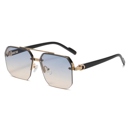 Men's Metal Sunglasses Square Half Frame Rice Nails Casual Trend Personality Retro Fashion Outdoor Sports Eyeglasses