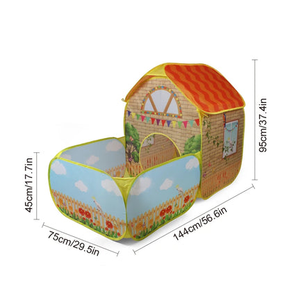 【Outdoor Entertainment】Children's Garden Villa Play Tent - with Ocean Ball Pool, Large Pop-Up Toy Fence, Fun Playhouse for Kids, Durable Polyester and Steel Frame, Excellent Outdoor Party Tent and Beach Toy, Great Holiday