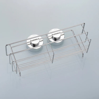 Shower Caddy Shelf Stainless Steel Suction Cup Shower Organizer Shelf No Drilling Heavy Duty Shower Caddy Rack for Bathroom
