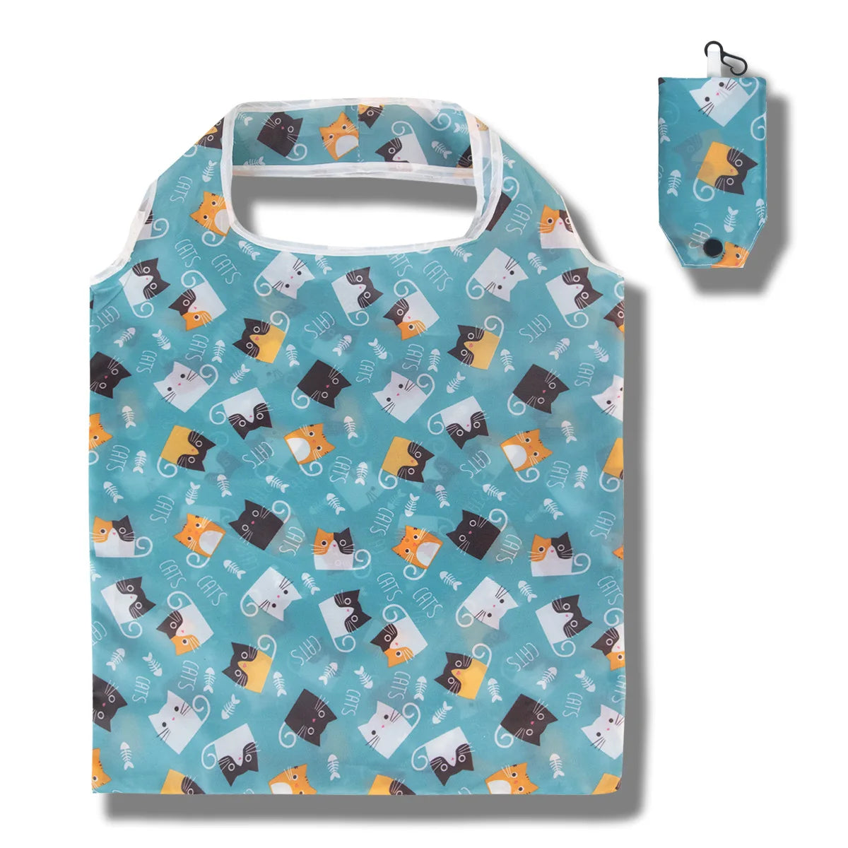 Homefish Reusable Shopping Bag Nylon Foldable Grocery Bag Creative Eco-Friendly Tote Bag Lightweight and Durable