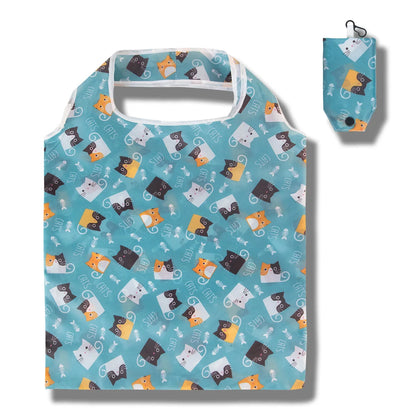 Homefish Reusable Shopping Bag Nylon Foldable Grocery Bag Creative Eco-Friendly Tote Bag Lightweight and Durable