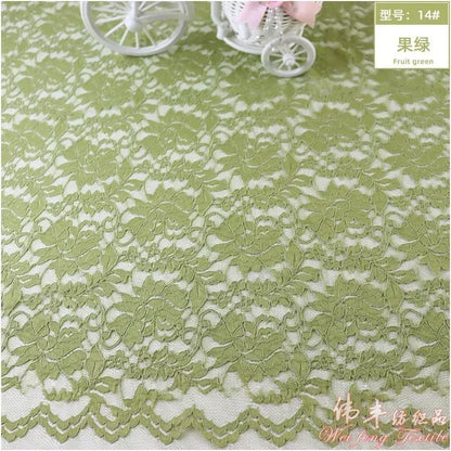 Lace Fabric Elastic By The Meter for Needlework Curtains Dresses Skirts Clothes DIY Sewing Comfortable Soft Cloth Red White Blue