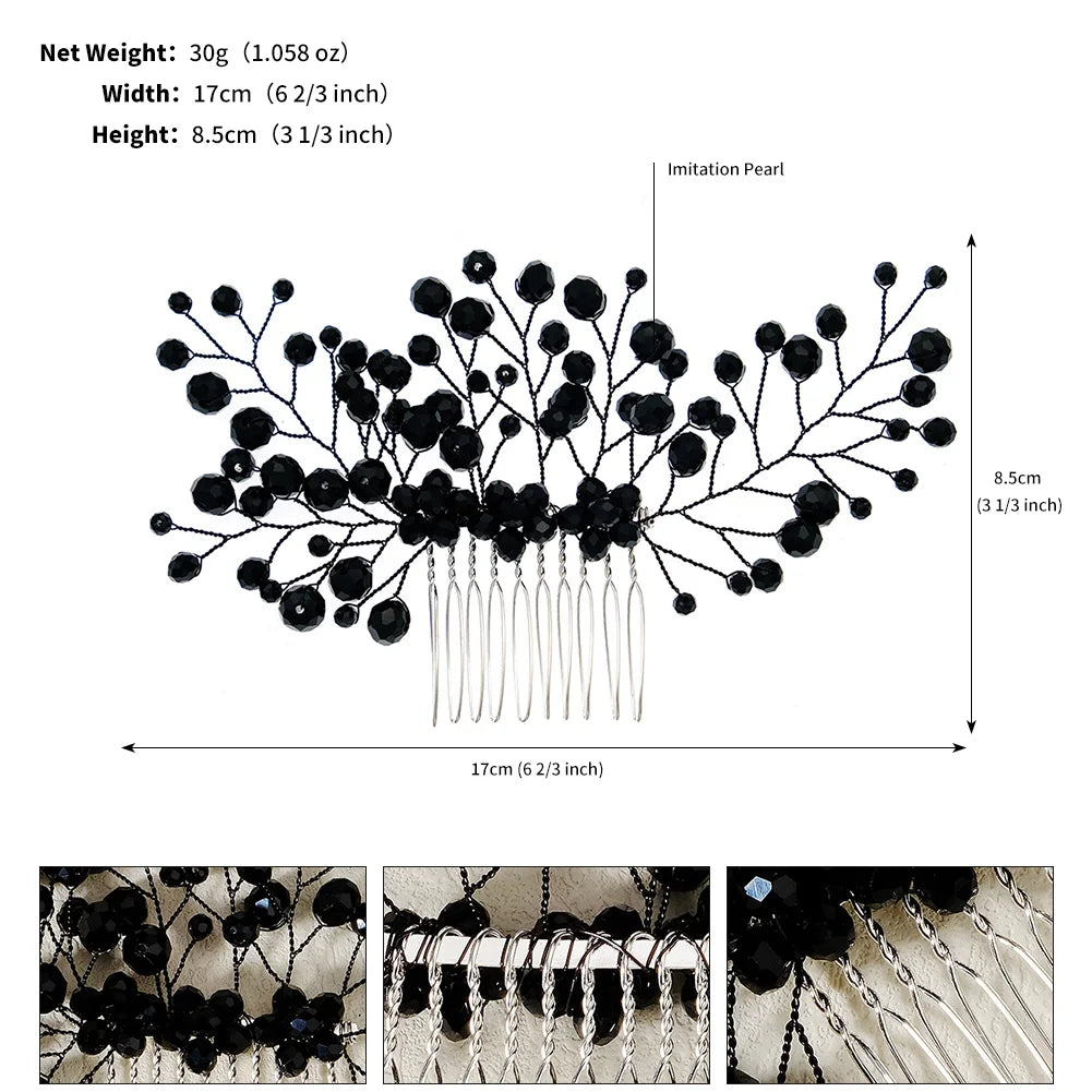 Dark Style Bridal Hair Comb Black Series Wedding Headpiece Hair Accessories Fashionable Holiday Halloween Party Gifts For Women