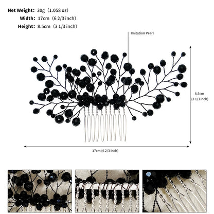 Dark Style Bridal Hair Comb Black Series Wedding Headpiece Hair Accessories Fashionable Holiday Halloween Party Gifts For Women