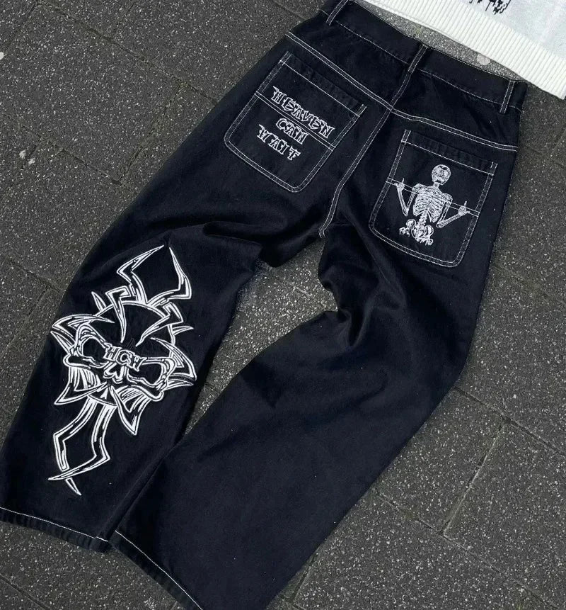 2023 jeans Y2K oversized letter printed denim trousers for men and women street retro loose gothic wide leg straight pants